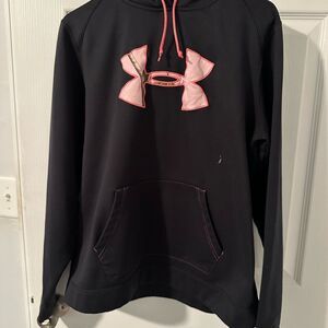 Under Armour Black Hoodie with Pink Camo Logo - XL Slim fit